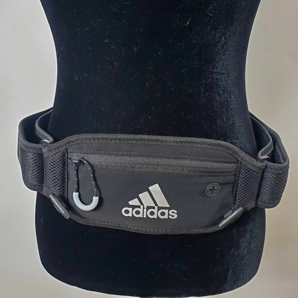 Adidas 3-Flask Hydration Running Belt with Front Zippered Pouch - Black - Picture 7 of 12